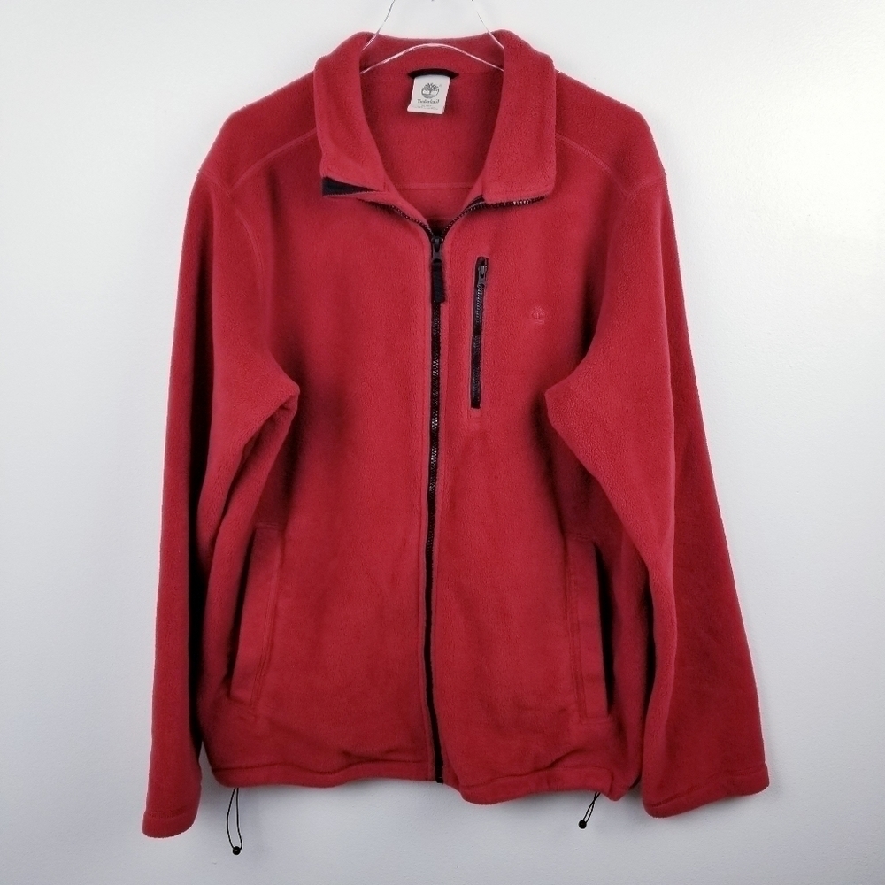 Timberland Red-ish Orange Fleece Zip Front Jacket Men's size XL